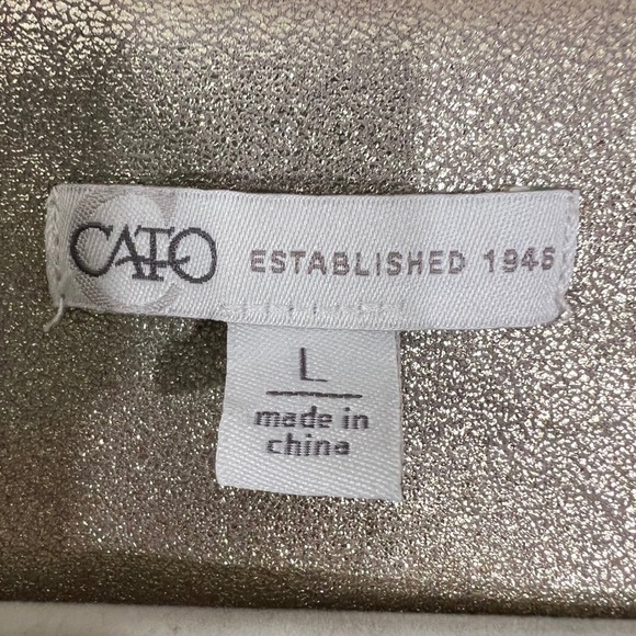 Cato Metallic Moto Jacket Women L Gold Faux Leather Shimmer Glam Biker Rocker - Picture 3 of 8